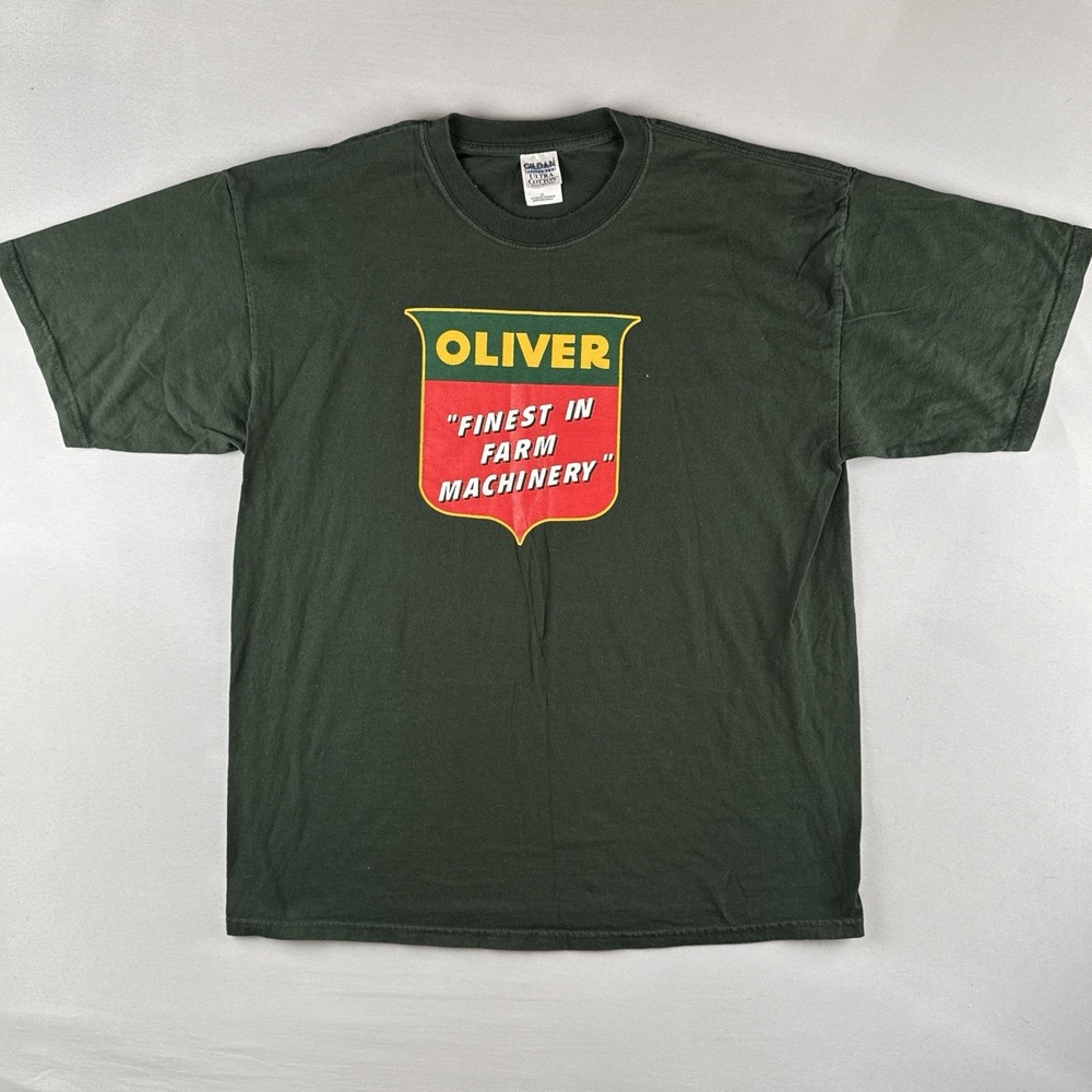 Vintage Oliver Tractor T Shirt XL Green Farm Equipment Farming Logo Tee